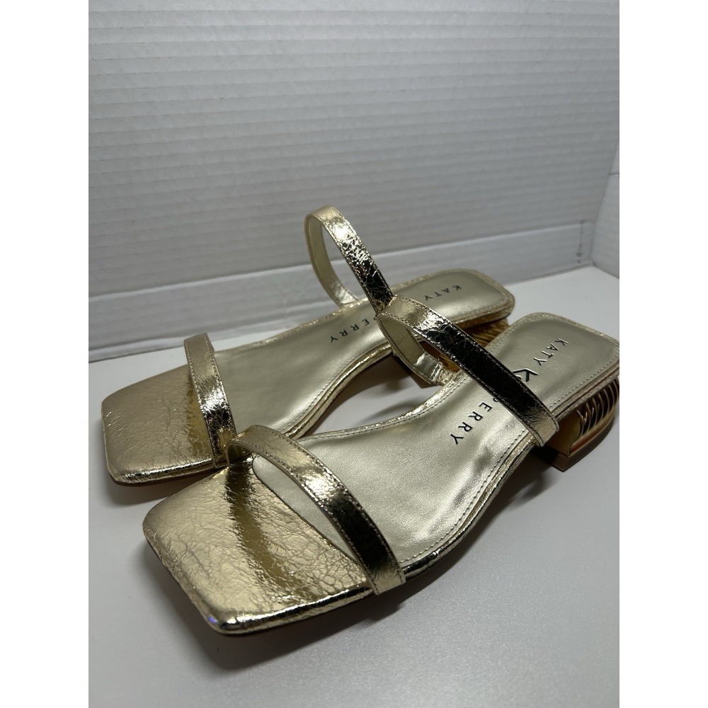 Katy Perry Hollow 1" Heel Sandals Gold size 5.5 medium